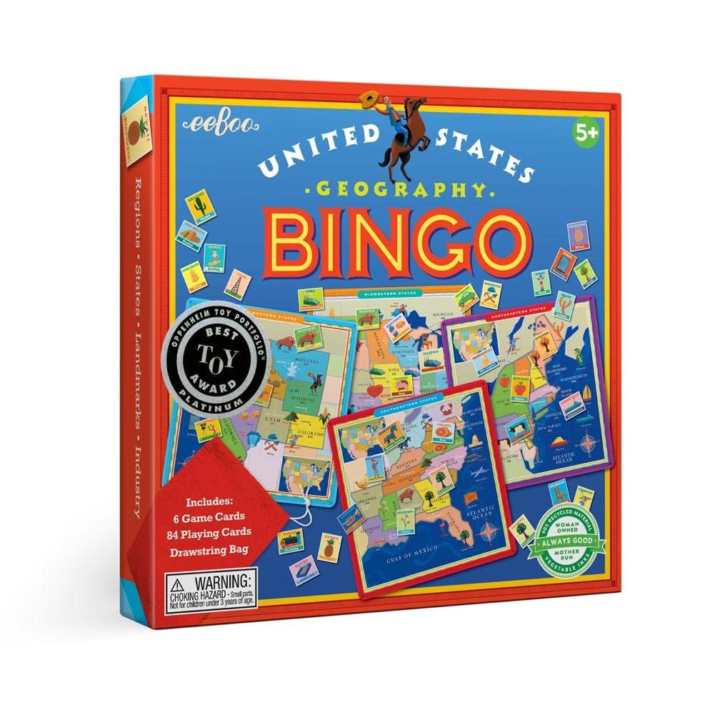 eeBoo: United States Geography Bingo Game, for 2 to 6 1 EA, Multicolor