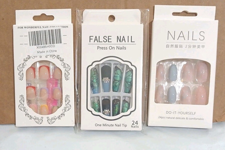 Lot Of 3 Packs – False Nails Beautiful Nail Do it Yourself 24 Pcs Each