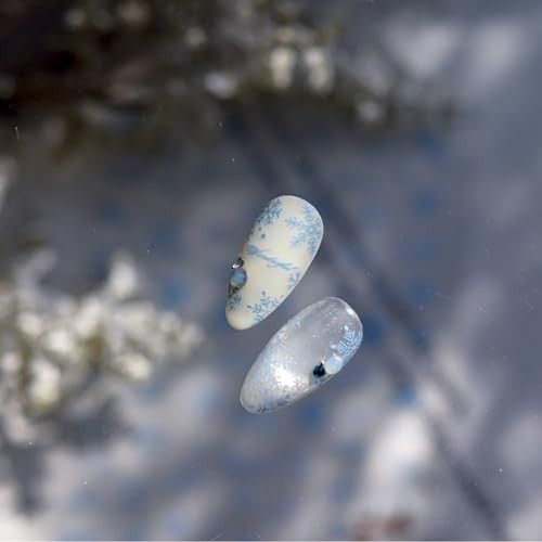 1 Sheets Blue White Snowflake Nail Decals for Nail Christmas Nail Stickers-8