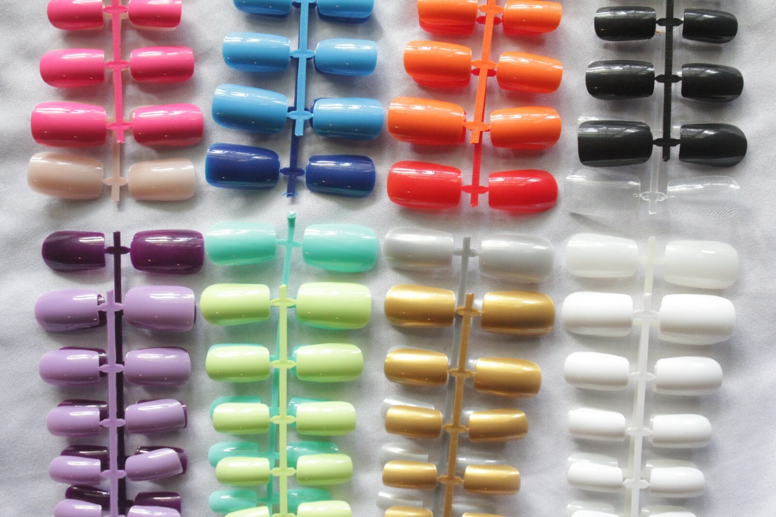 24 96 SHORT Full Cover SQUARE Pre Shaped Coloured Tips Fake Glue On False Nails