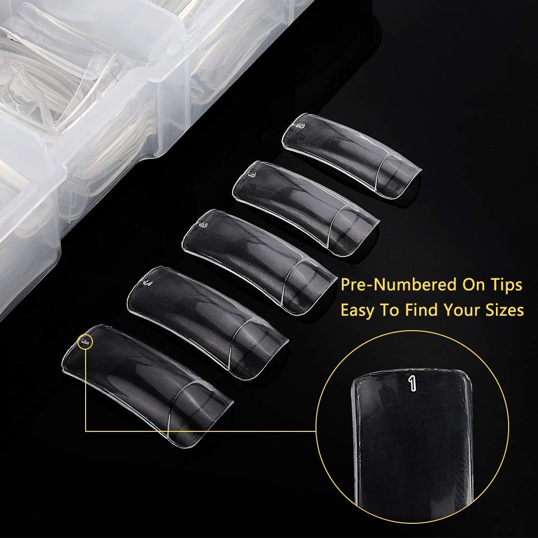 Yokilly 1000PCS Square Nail Tips and Glue, Clear Natural 1007 Piece Set, 2