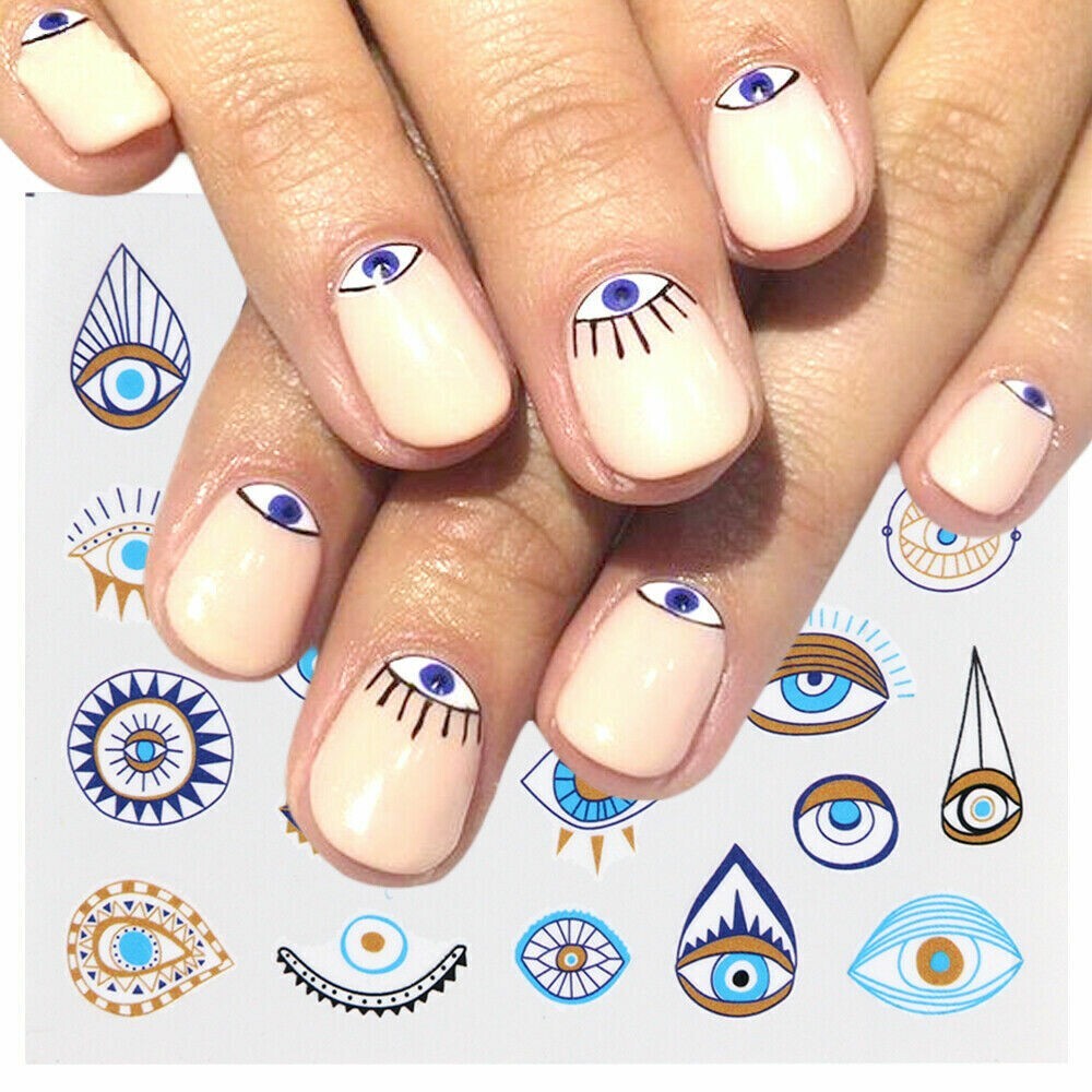 Nail Art Water Decals Stickers Transfers Halloween Tribal Eyes Eye Love NS28