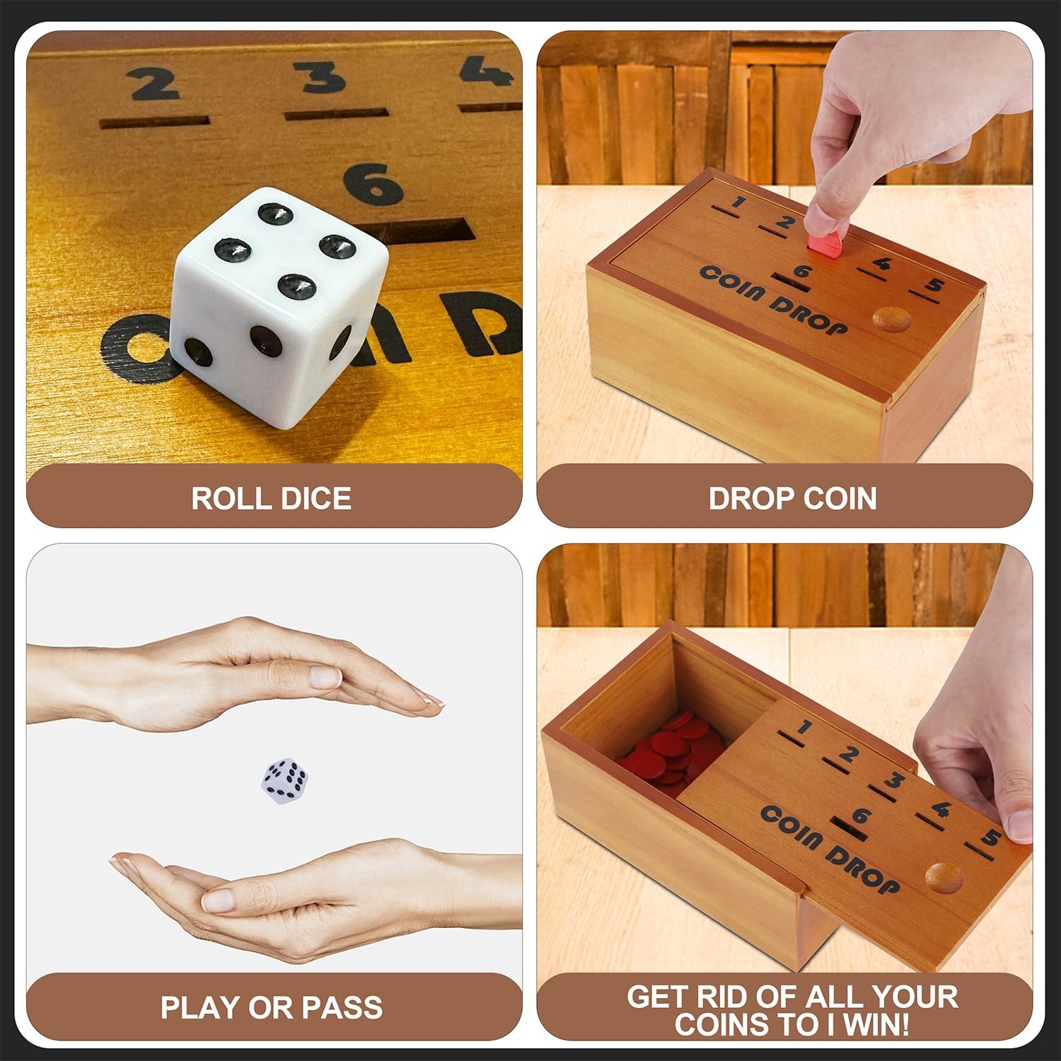Juegoal Coin Drop Set, Pennies Dice Games for Kids 6.3 x 4 x 2.8 Inches, Red