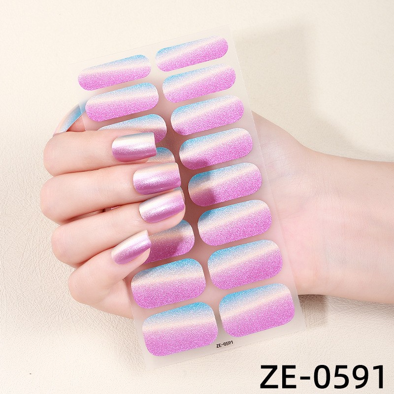 10Pcs Cat Eye Gel Nail Wraps Glitter Flake Full Cover Nail Stickers Western