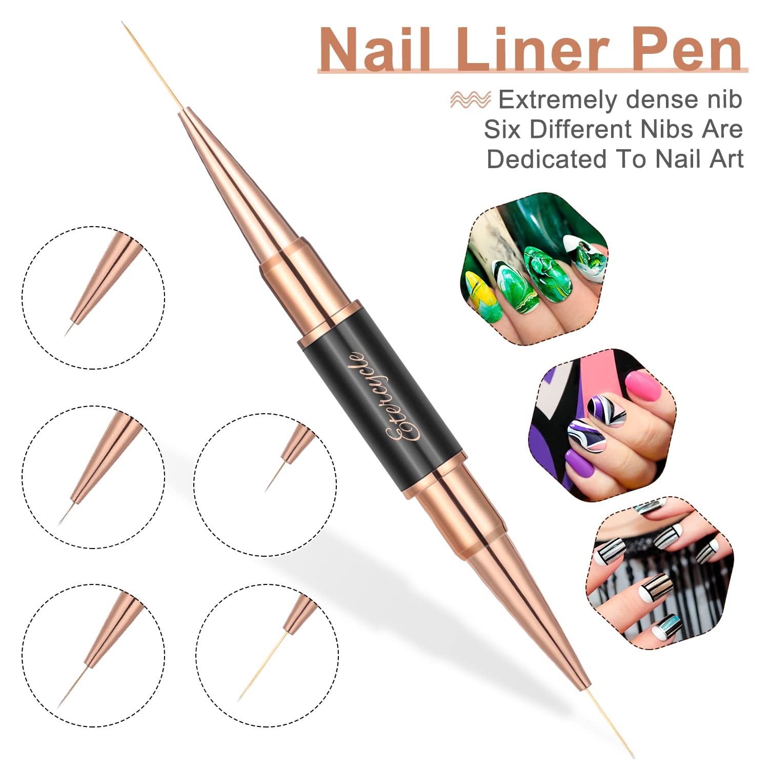 Double-Ended Acrylic Nail Art Brushes Set, Gel Polish Nail Art Design Pen Pai…