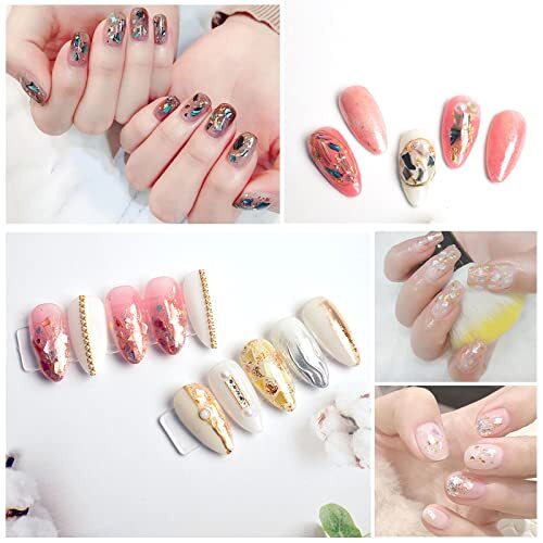 Nail Art Shell Slices, 12 Boxes Colorful Irregular 3D Nail Abalone Slices Nail