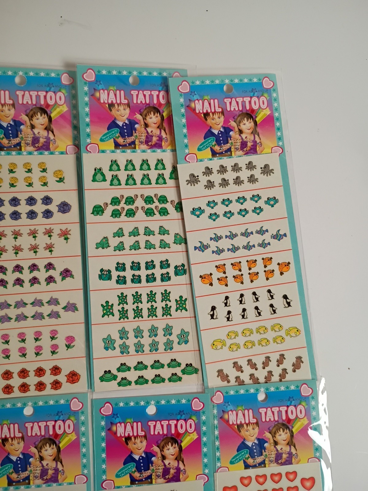 9 Sheets Art Water Transfer Frogs Ladybugs Flowers Fruit Children Nail Tattoos