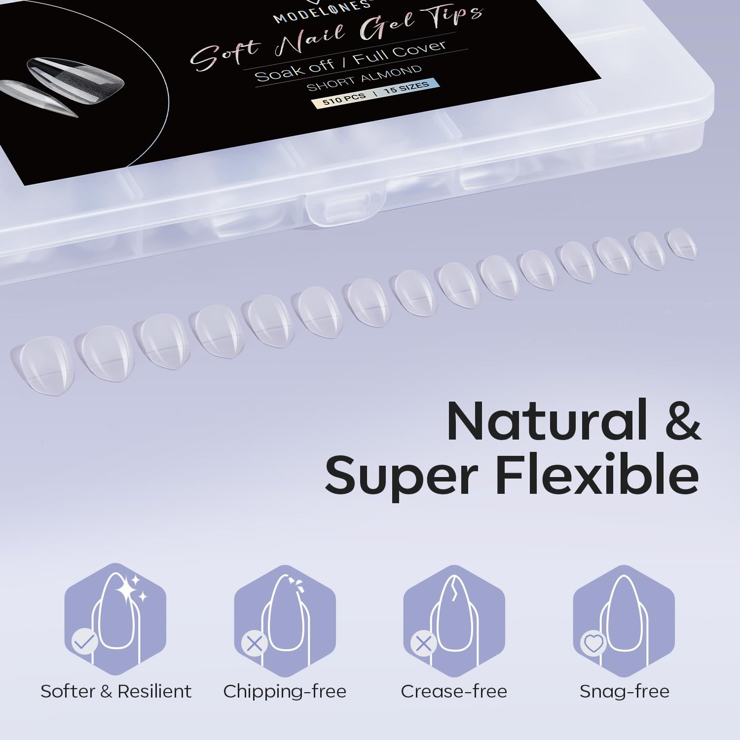 Short Almond Fake Nail Tips – 510Pcs Gel Tips Pre-shaped Half Matte Full Cove…