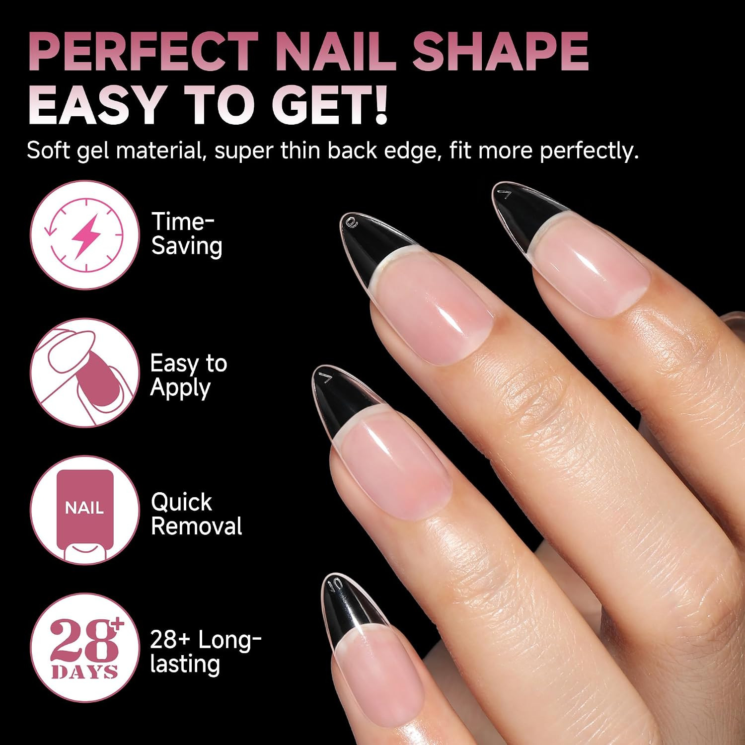 Medium Almond Gel Nail Tips Half Matte 312Pcs Almond Gel Nails No C Curve Clear