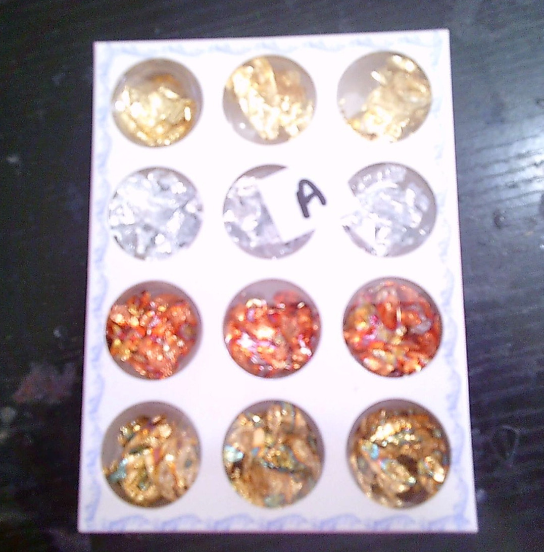 NEW Nail art foil flakes gold copper silver