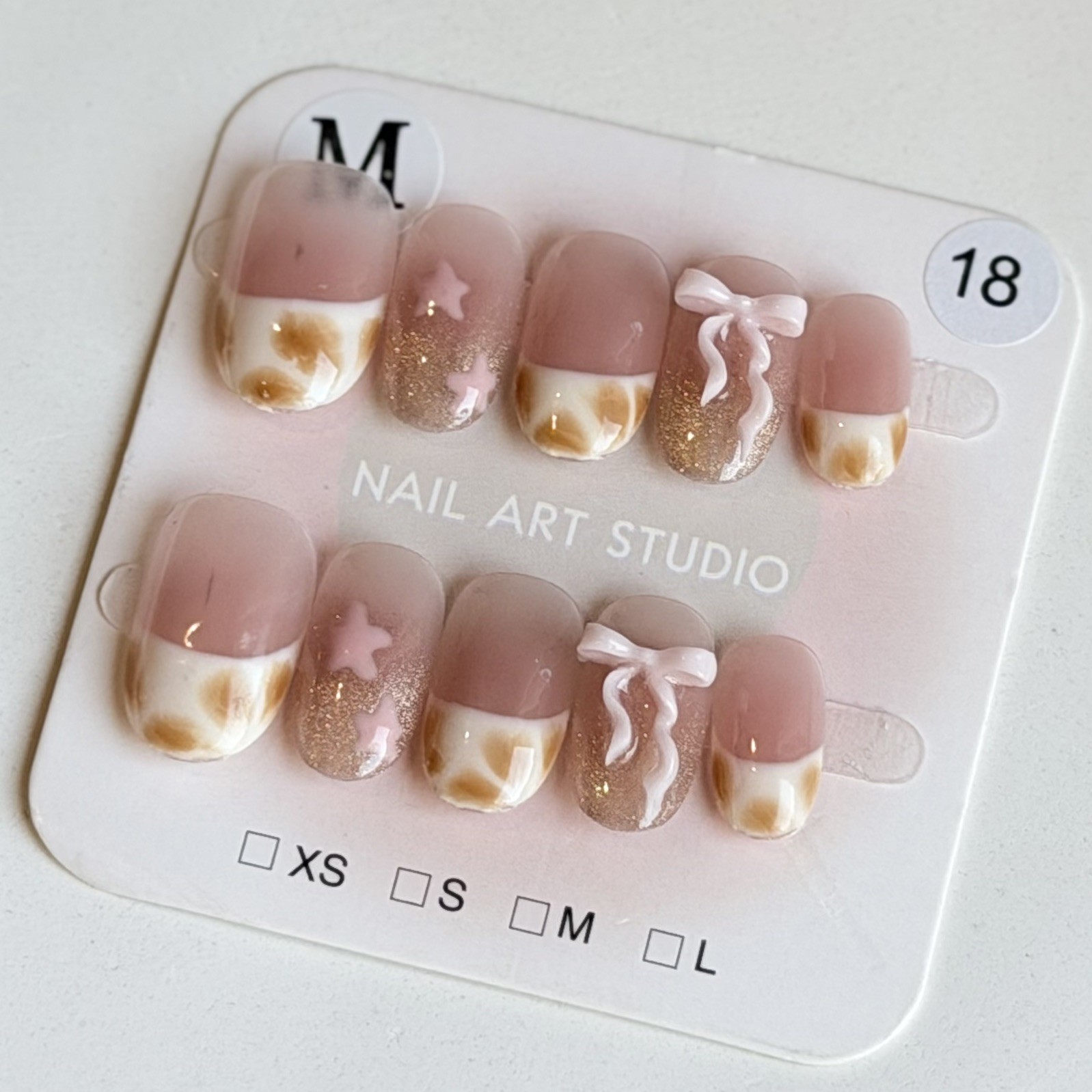 Unique Handmade Press-On Nails Size M | One of a Kind Set, Reusable 18