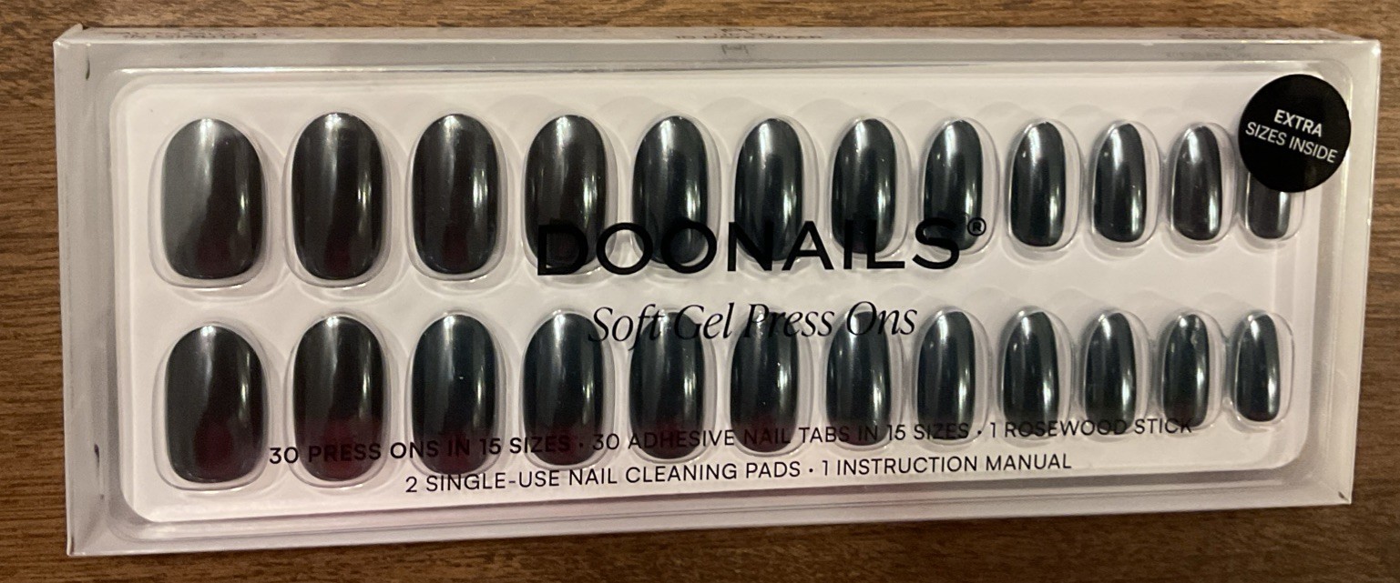 Doonails Soft Gel 30 Press-On Nails Medium Round Black Pearl NIP Sealed