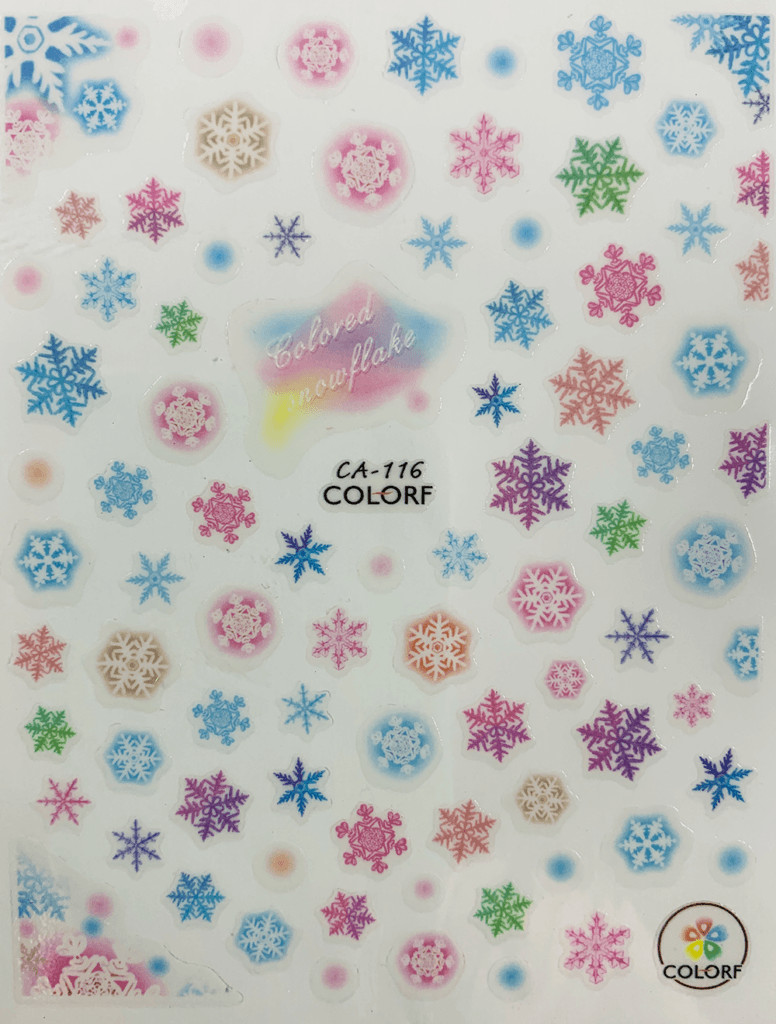 Nail art 3D stickers decal pink purple blue snowflakes CA116