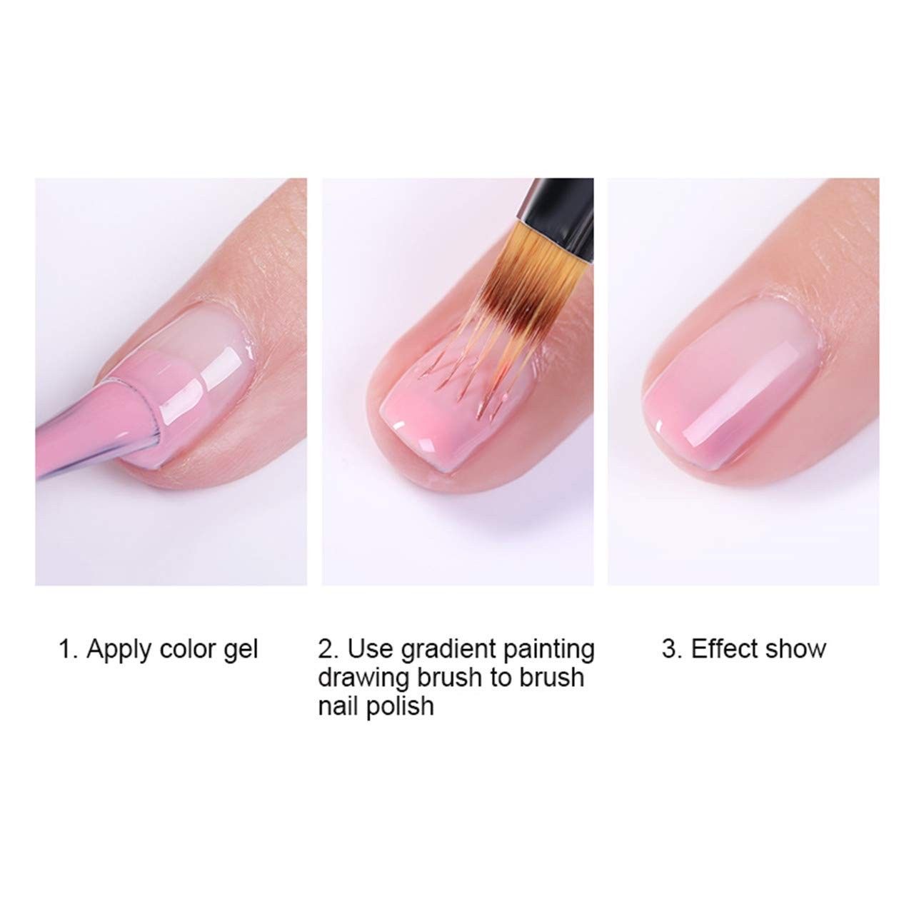 LWBTOSEE 2PCS Nail Ombre Brush Nail Art Painting Pen Brush UV Gel Polish Grad…