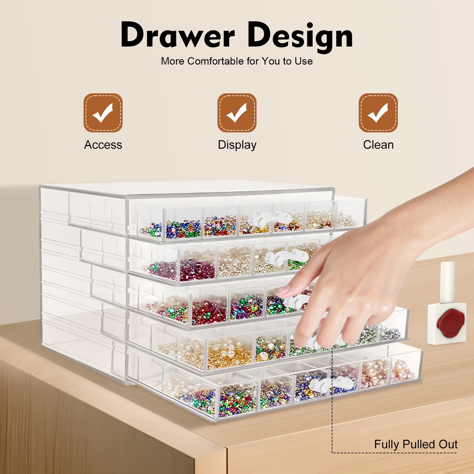 5 Layers 120 Grids Nail Art Supplies Display Case Organizer Nail Art Storage Box