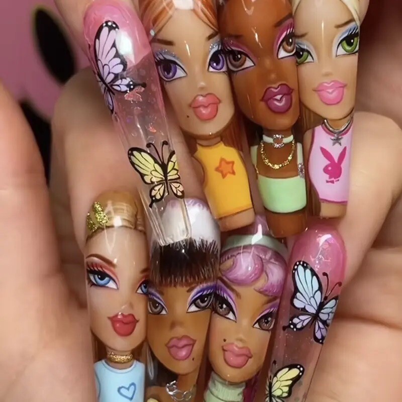 Bratz Doll Cartoon Nail Decals Water Slide Nail Art DIY Baddie Cash Nail Wrap 12