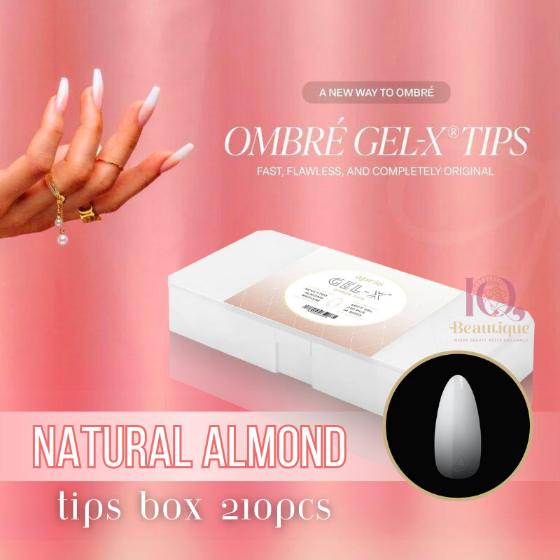 Apres Gel-X Ombre Natural Almond Medium Tips Box 14 Sizes 210pc
