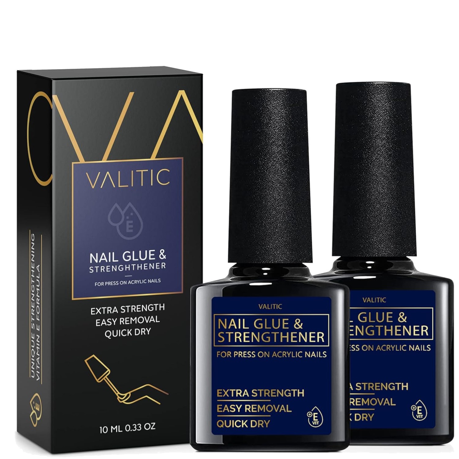 Strong Nail Glue and Strengthener for Acrylic and Press On Nails – Quick Dry …