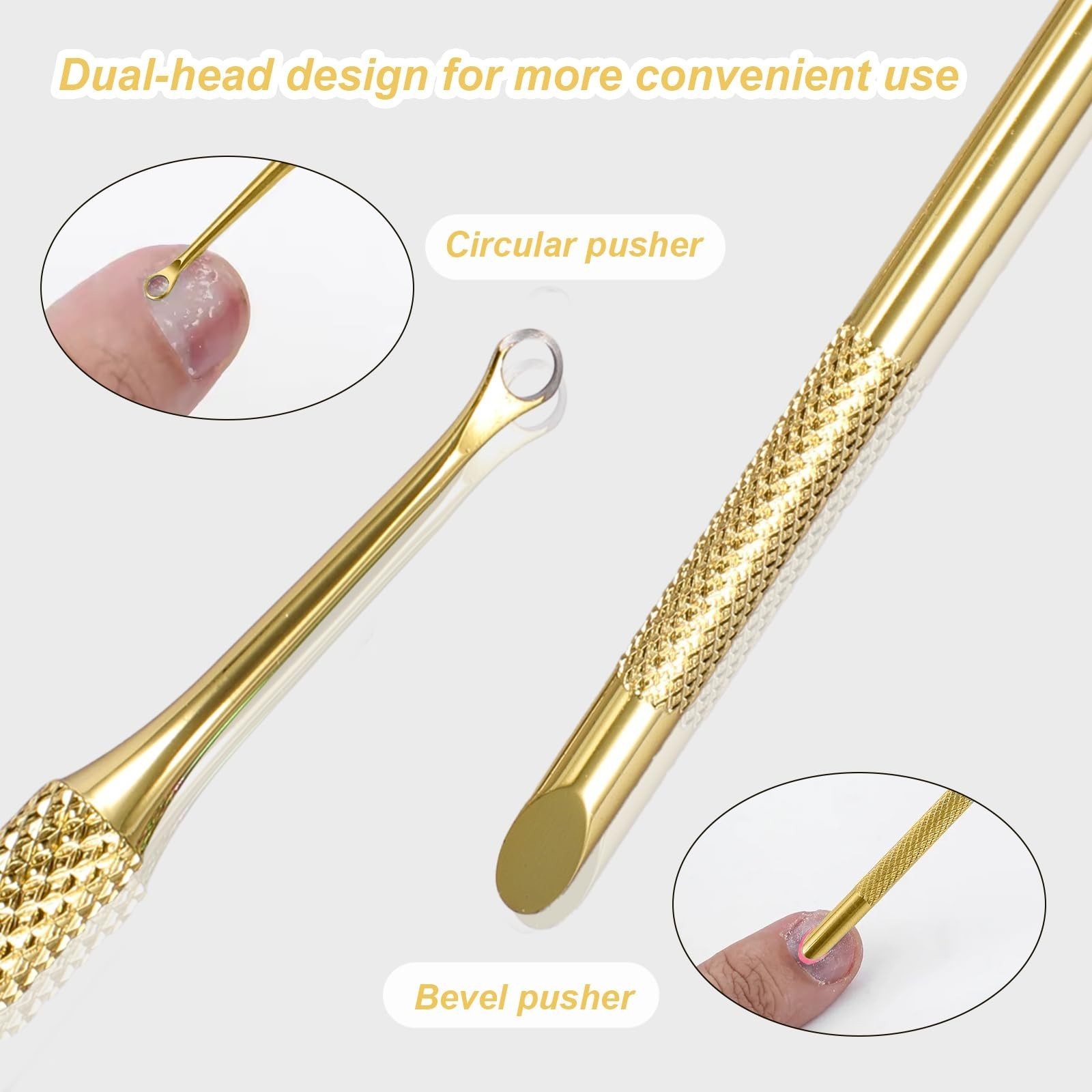 JERCLITY 2 Pieces Gold Double-Ended Stainless Steel Cuticle Pusher Cuticle Re…