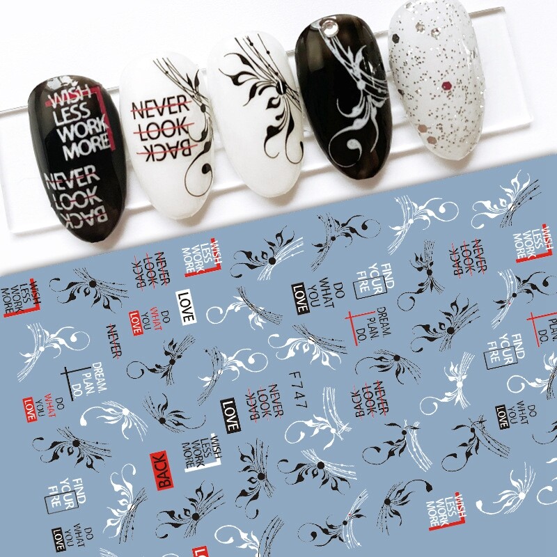 Flower Lines Nail Sticker Geometric Figure Rose Butterfly Lines Branch Leaf
