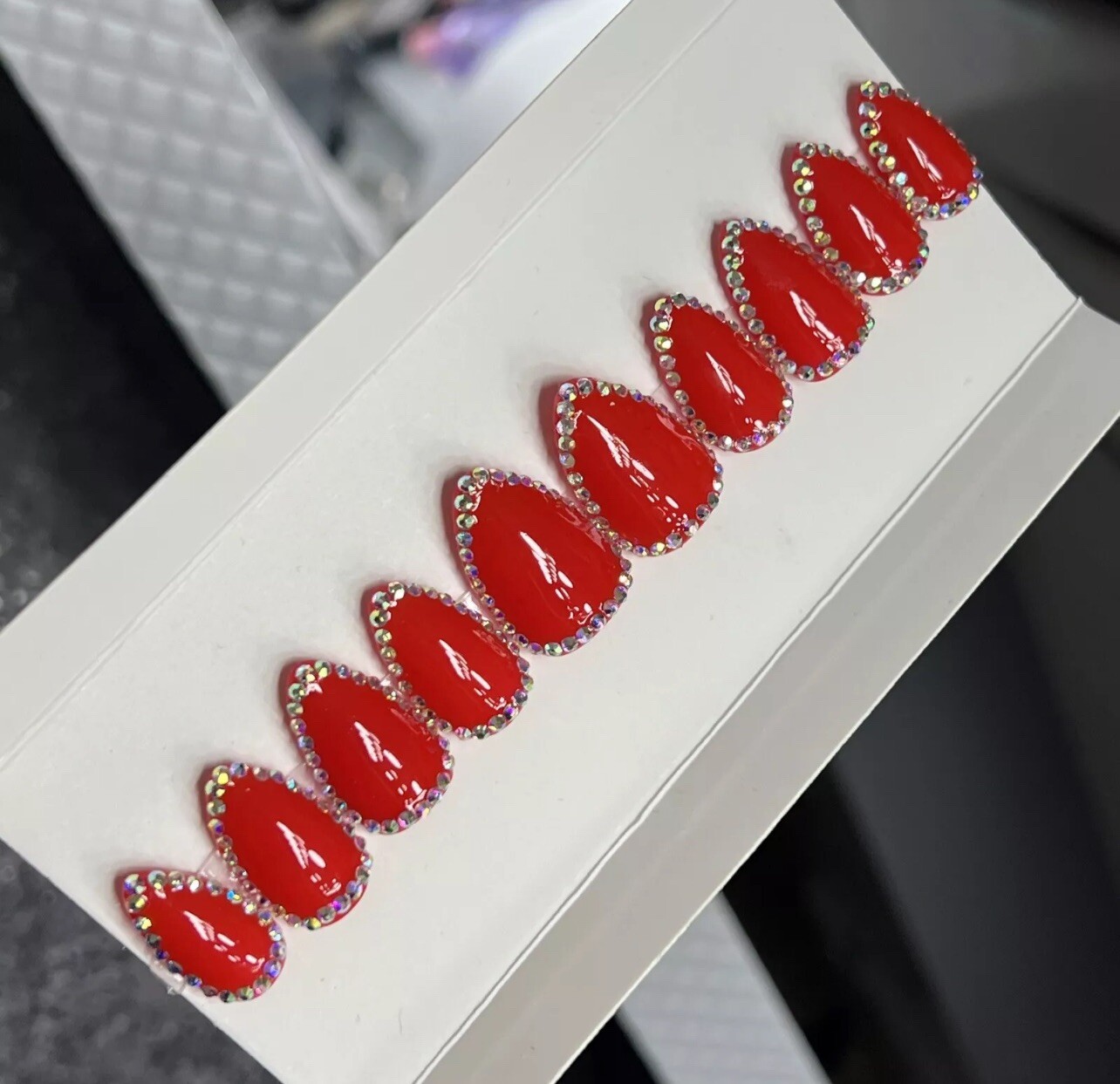 🔥CUSTOM Gel Press On False Nails, Snake Piercing, Short Stiletto, 10p W/ kit