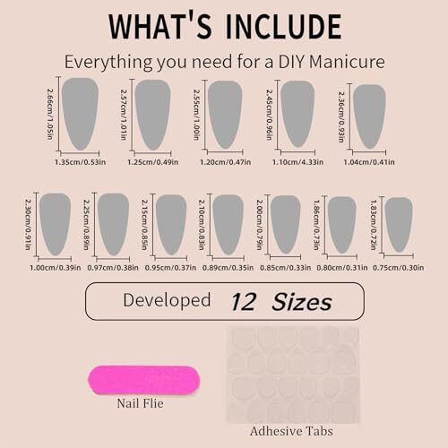 24Pcs Medium Almond Press on Nails with Black Five-pointed Star Design, Glossy