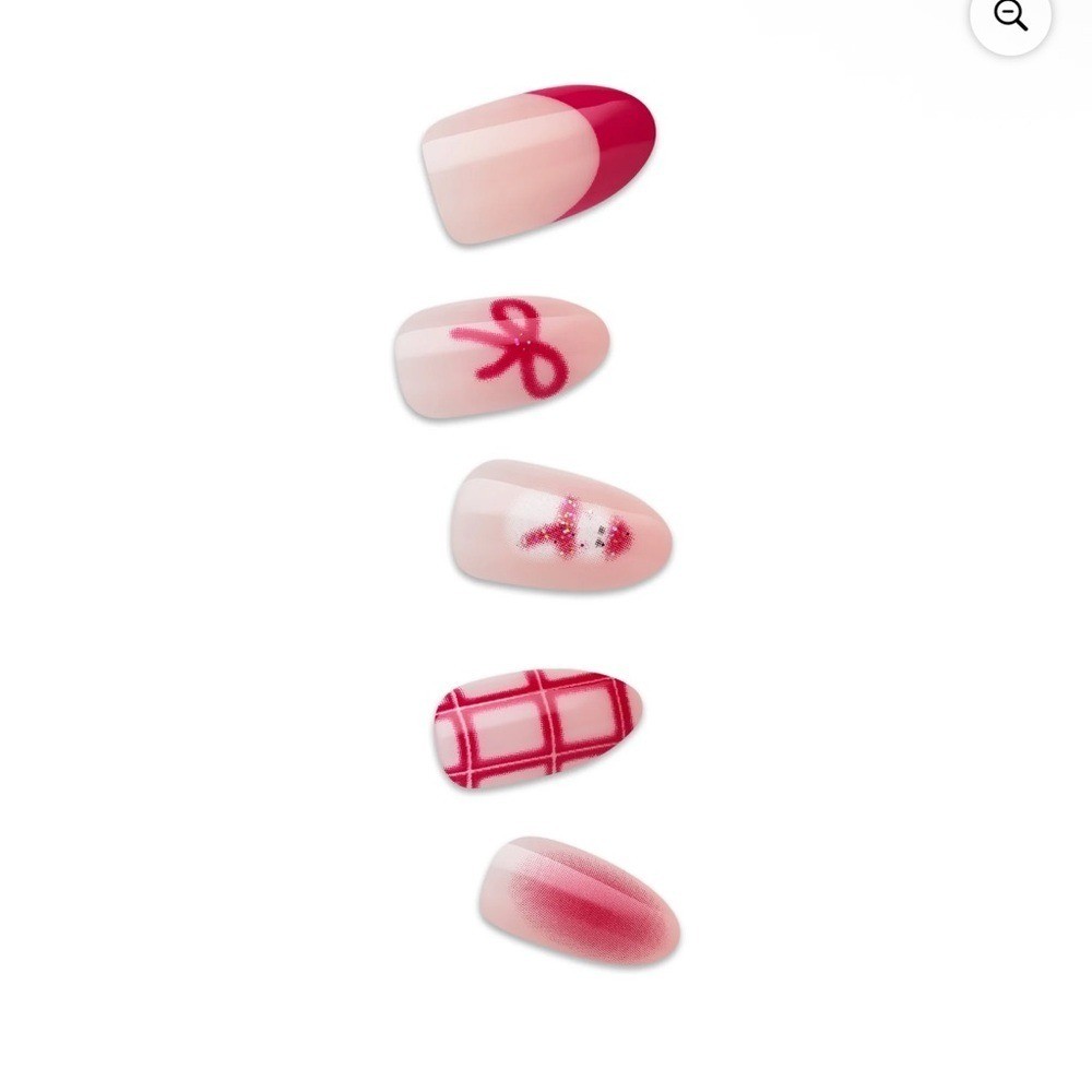 imPRESS Holiday Press on Nails, Yule Be Happy, Pink, Medium Almond, 30 Count