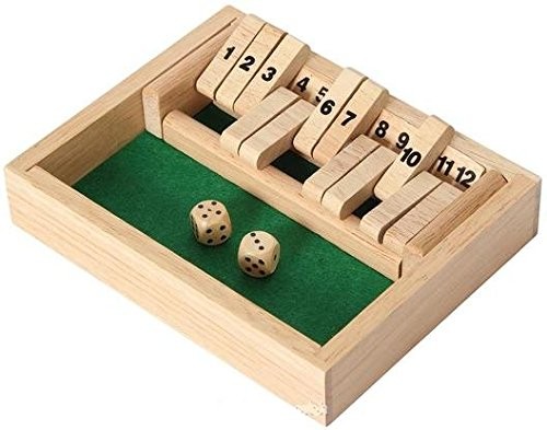 Wooden 12# Shut The Box Game – Small Travel Set – Simple funny Family, Green