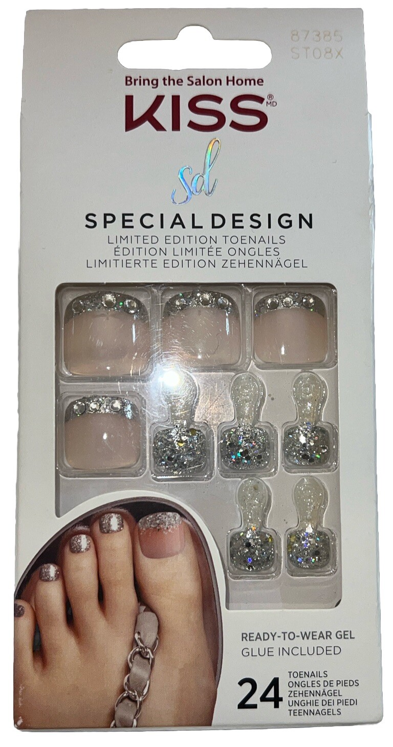 KISS SPECIAL DESIGN Toe Nails #87385 Sparkles/Stones New See Description & Pics