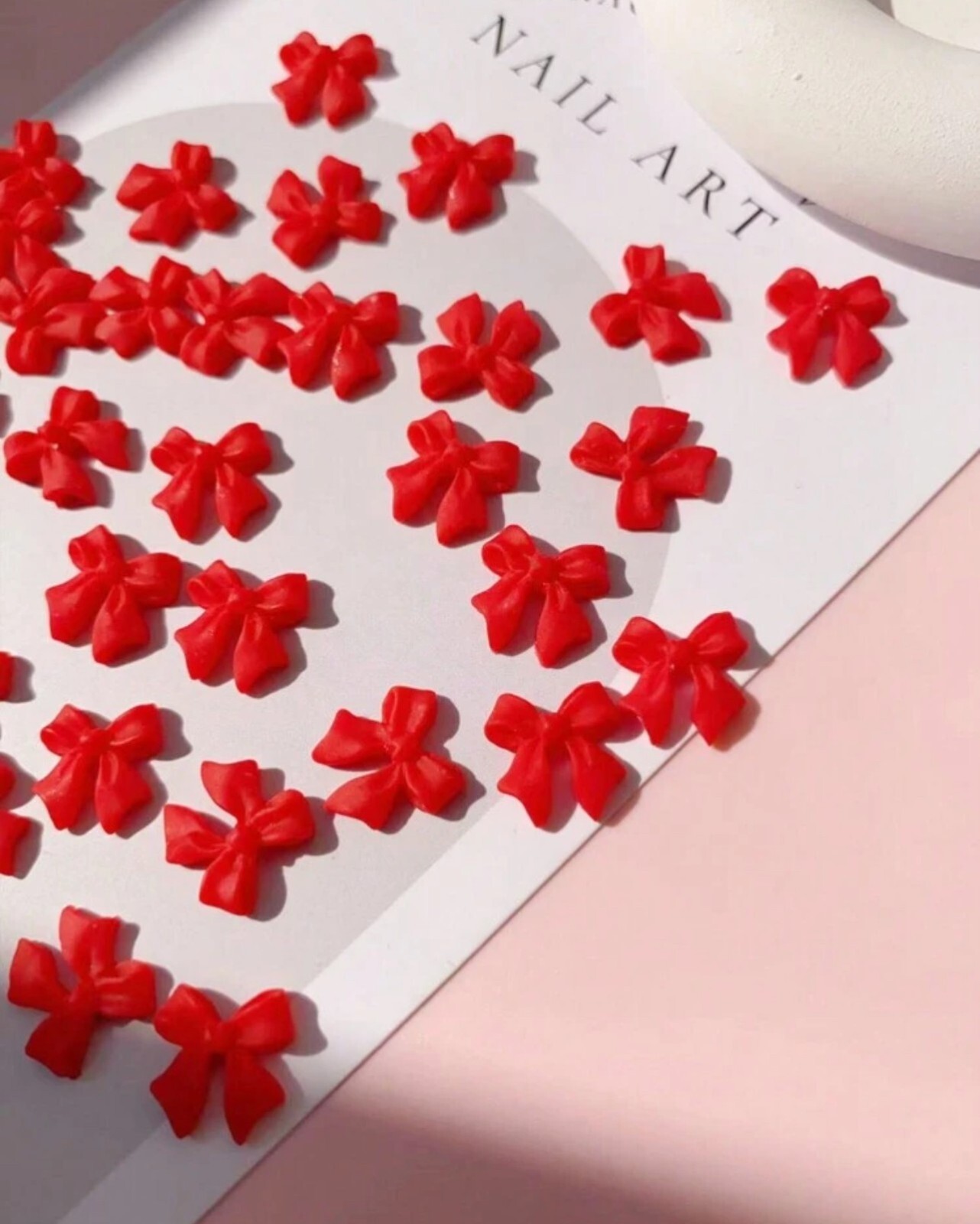 20PCS 3D Bow Cute Nail Art Decorations Accessories Charms white pink blue black