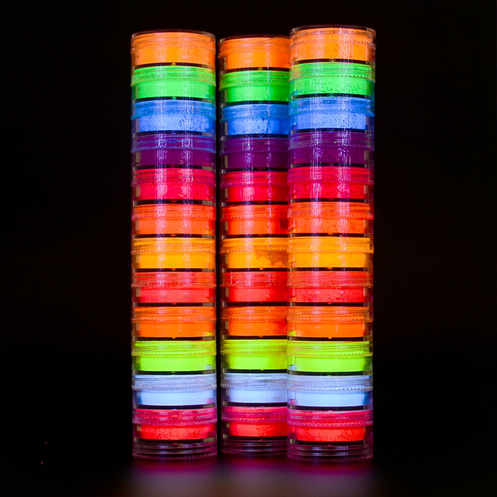 12 Colors Neon Pigment Nails Powder Dust Ombre Phosphor Fluorescent Glow Daily