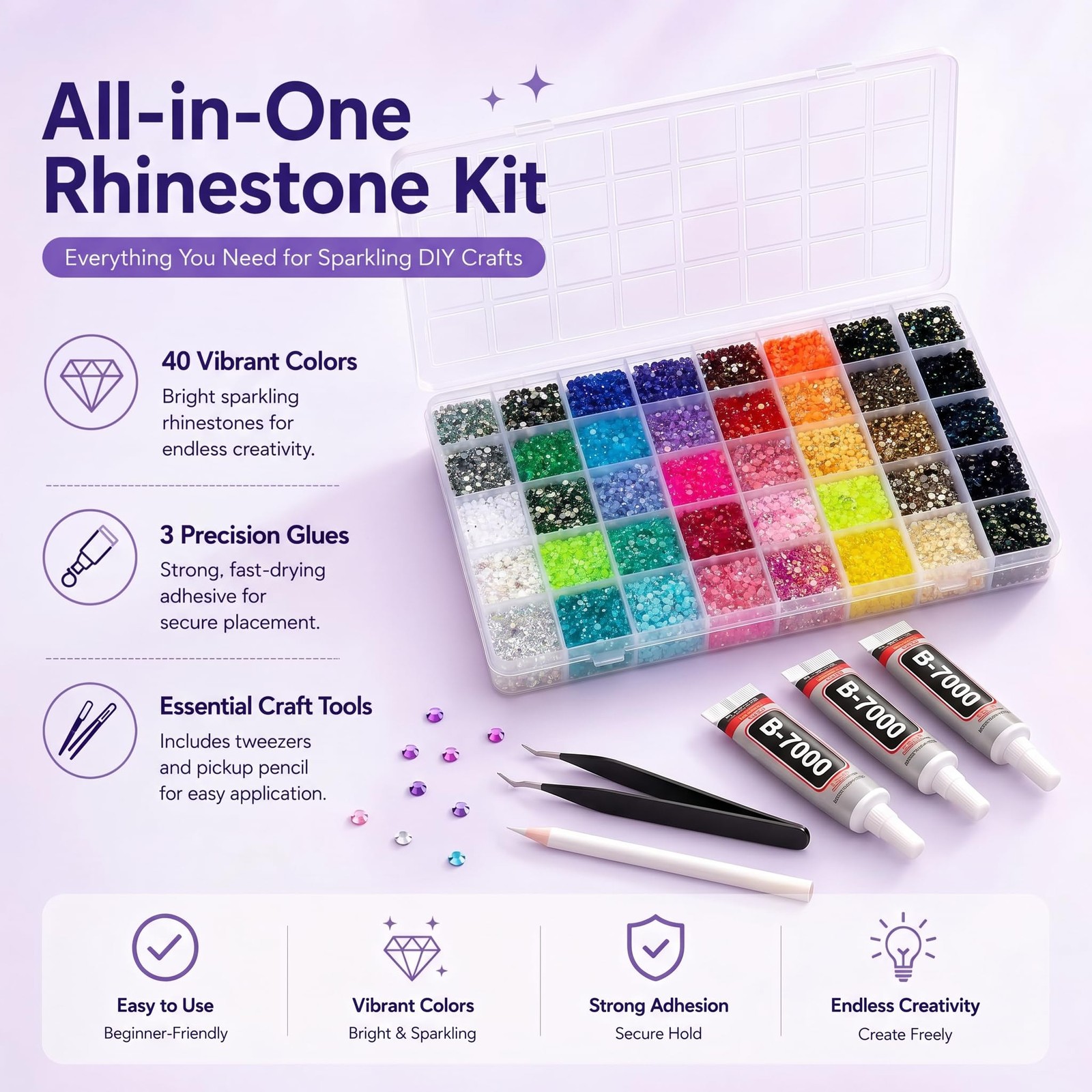 40000 PCS Bedazzling Kit with Rhinestones, 40 Colors 3mm Resin Jelly Flatback…