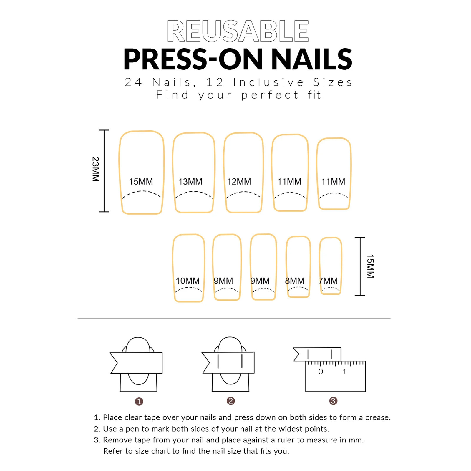 24pcs Natural Nude Pink White Coffin French Press On Nails