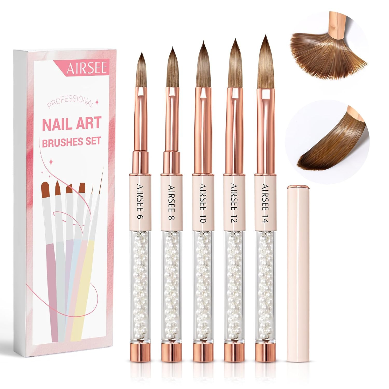 3PCS Acrylic Nail Brush Set, Size 8/10/14 for Beginner & Professional Use for Ac