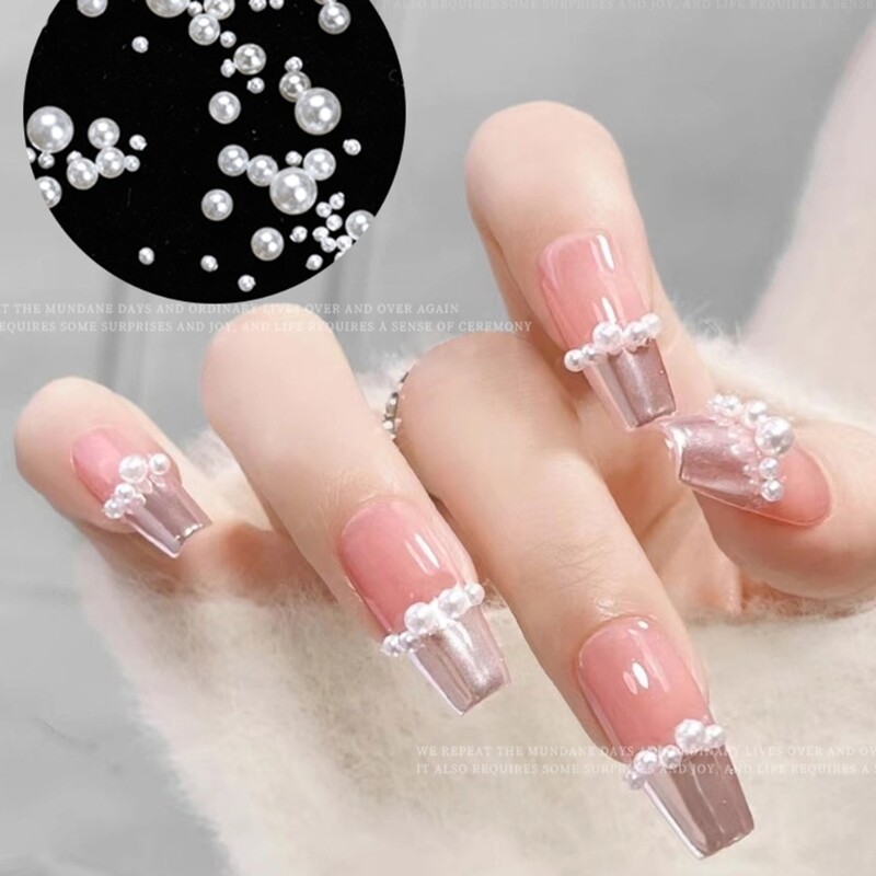 10000 Nails Art Beads,Flat Back Half Round Pearls,Nails Art Accessories