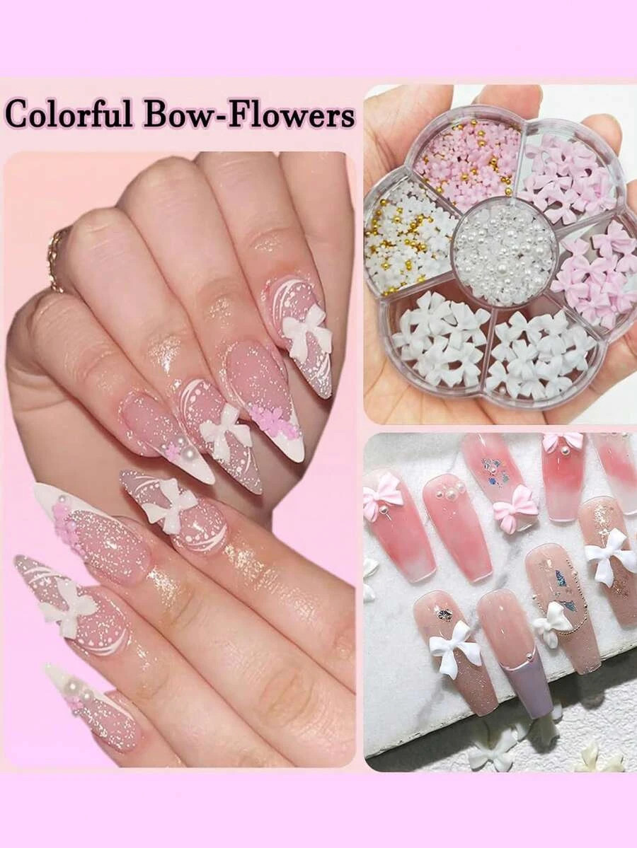 3D Flower Nail Charms Acrylic Petal Rhinestone Nail Art Decorations