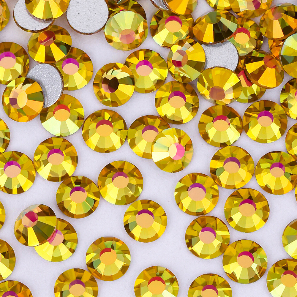 1440 Gold Rim Dazzle Flatback Rhinestones Glass Diamond DIY Crafts Art Deco Gems