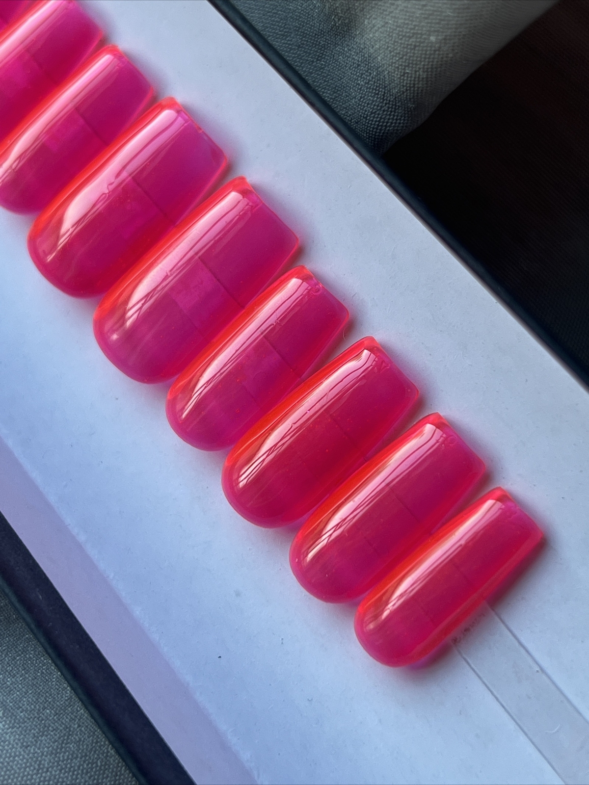 🔥 CUSTOM Gel Press On Nails, PINK JELLY, 10p Set NEW WITH FULL KIT