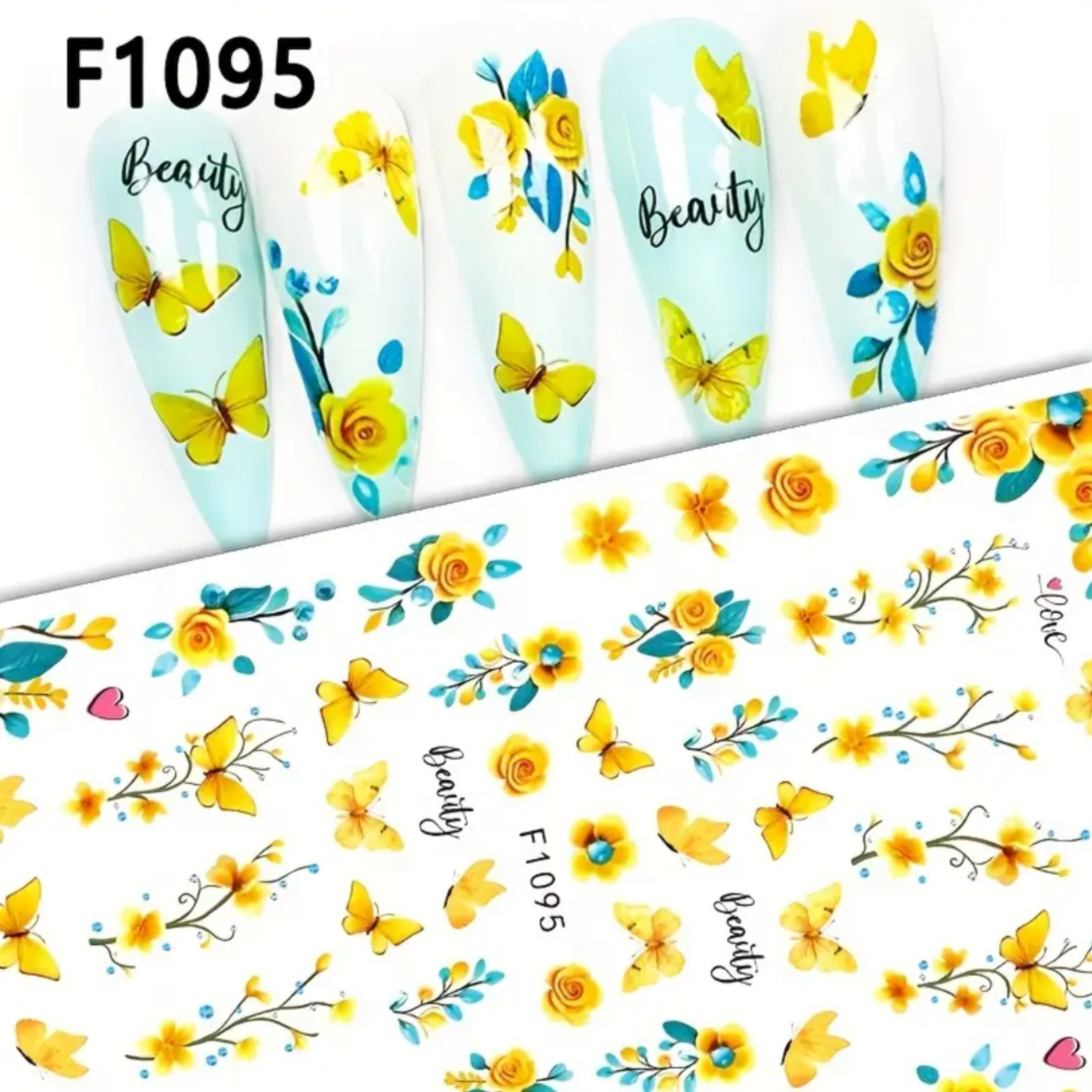 Spring/Summer Yellow Butterfly and Flower Nail Stickers Nail Self-Adhesive Decor