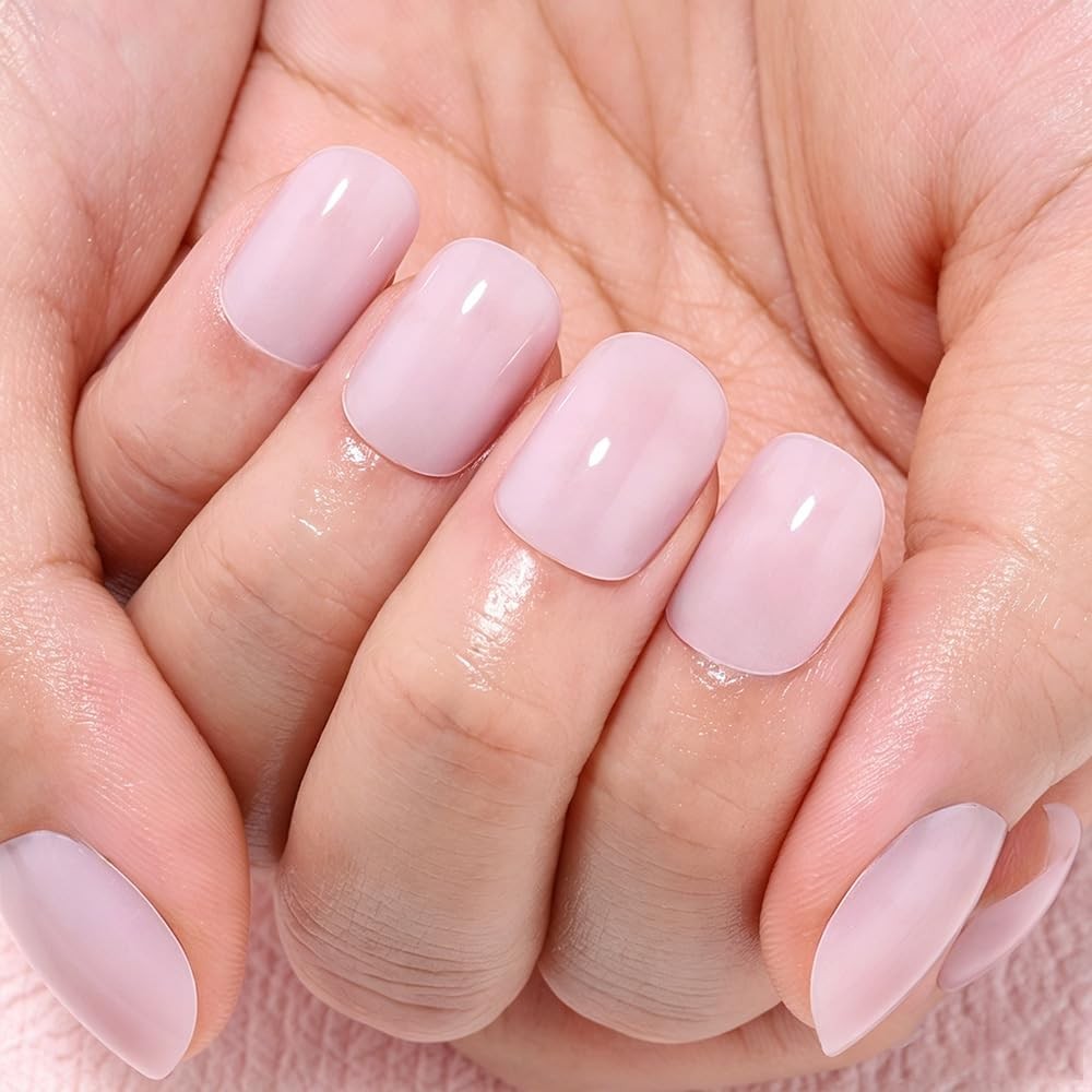 evpct Pale Nude Short Squoval Press on Nails 30 Pc