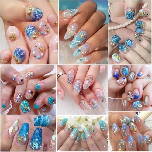 Summer Nail Art Rhinestones,Shiny Shell Starfish Nail Shell Starfish Style 1