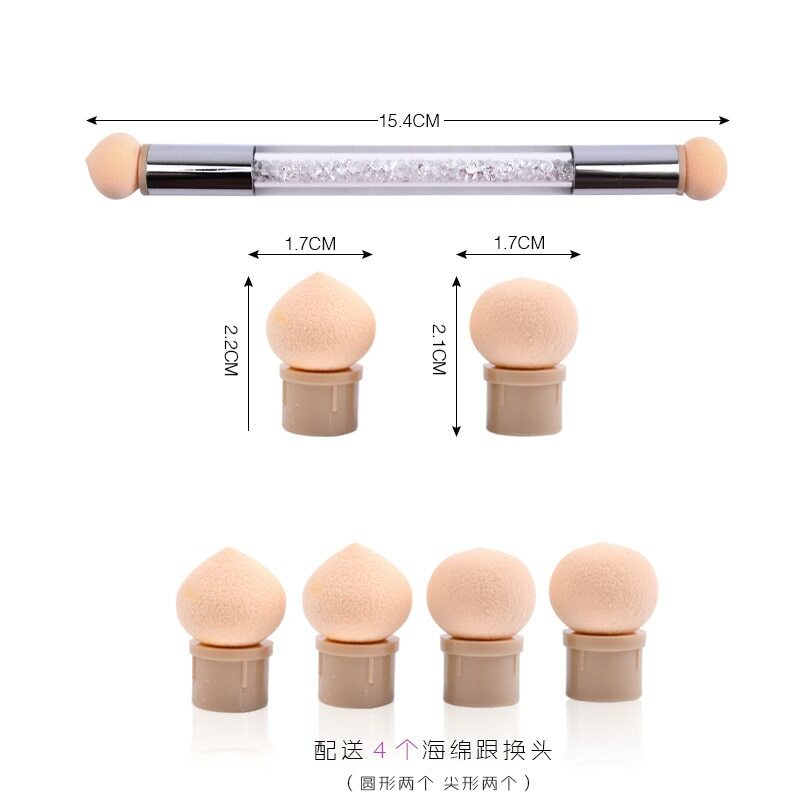 Nail Art Brush 4 Replaceable Sponge Double Head Durable Newest Style Ombre