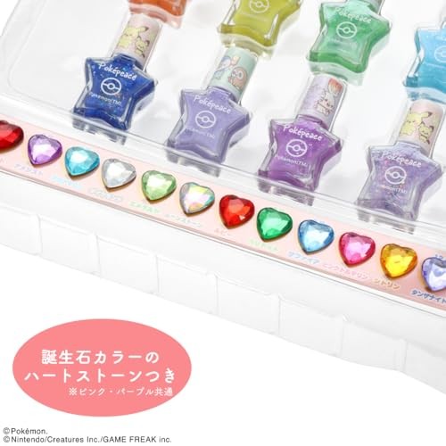 Shobido Pokemon Poke Piece Peel-off Nails 12-color set Pink with