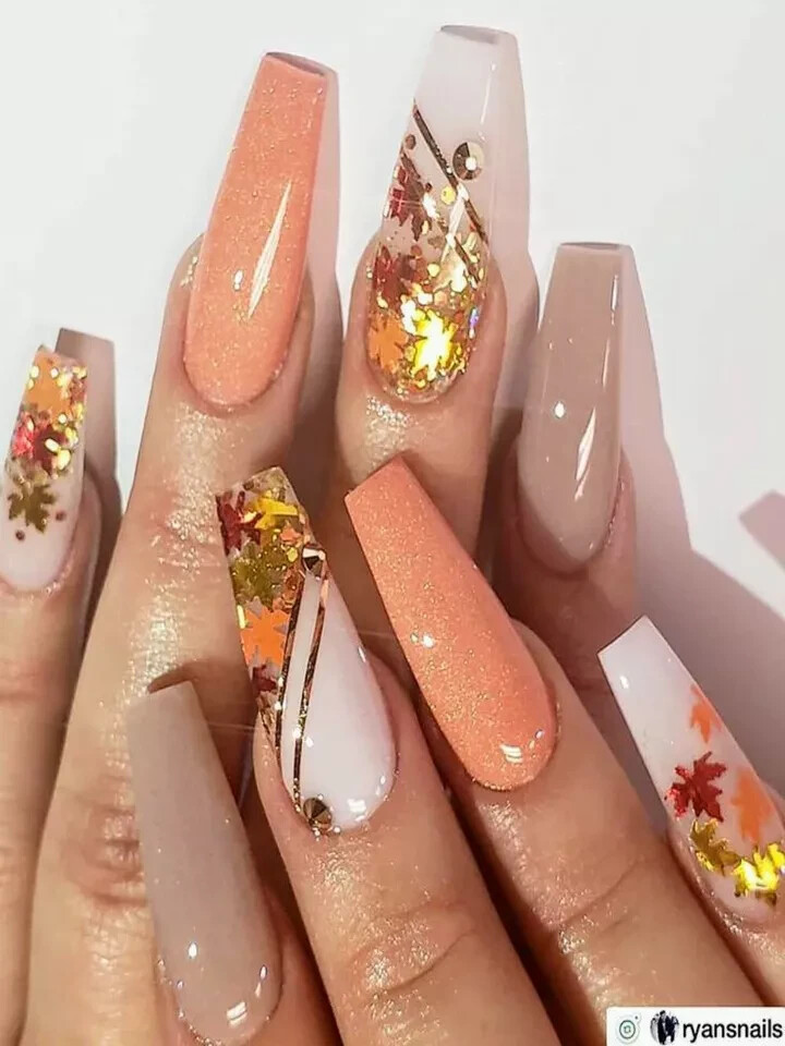 24 Colors Holographic Maple Leaf Nail Art Flakes Fall Leaf Glitter Nail Sequins