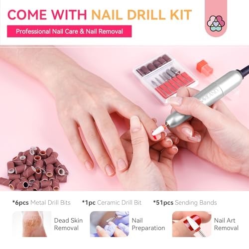 SAVILAND Acrylic Nail Kit with Drill and UV Light for Beginners
