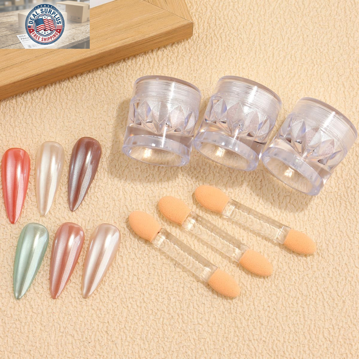 3Pcs Moonlight White Pearl Chrome Nail Powder, Super Glossy Clear Mirror Effect
