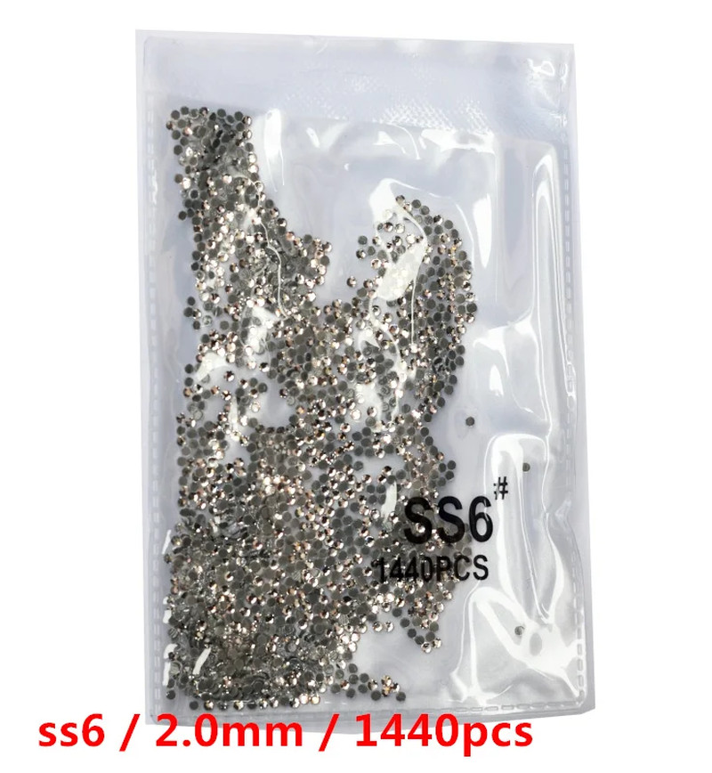 Ss3-Ss8 1440Pcs Clear Crystal AB Gold 3D Non Hotfix Flatback Nail Art Rhinestone