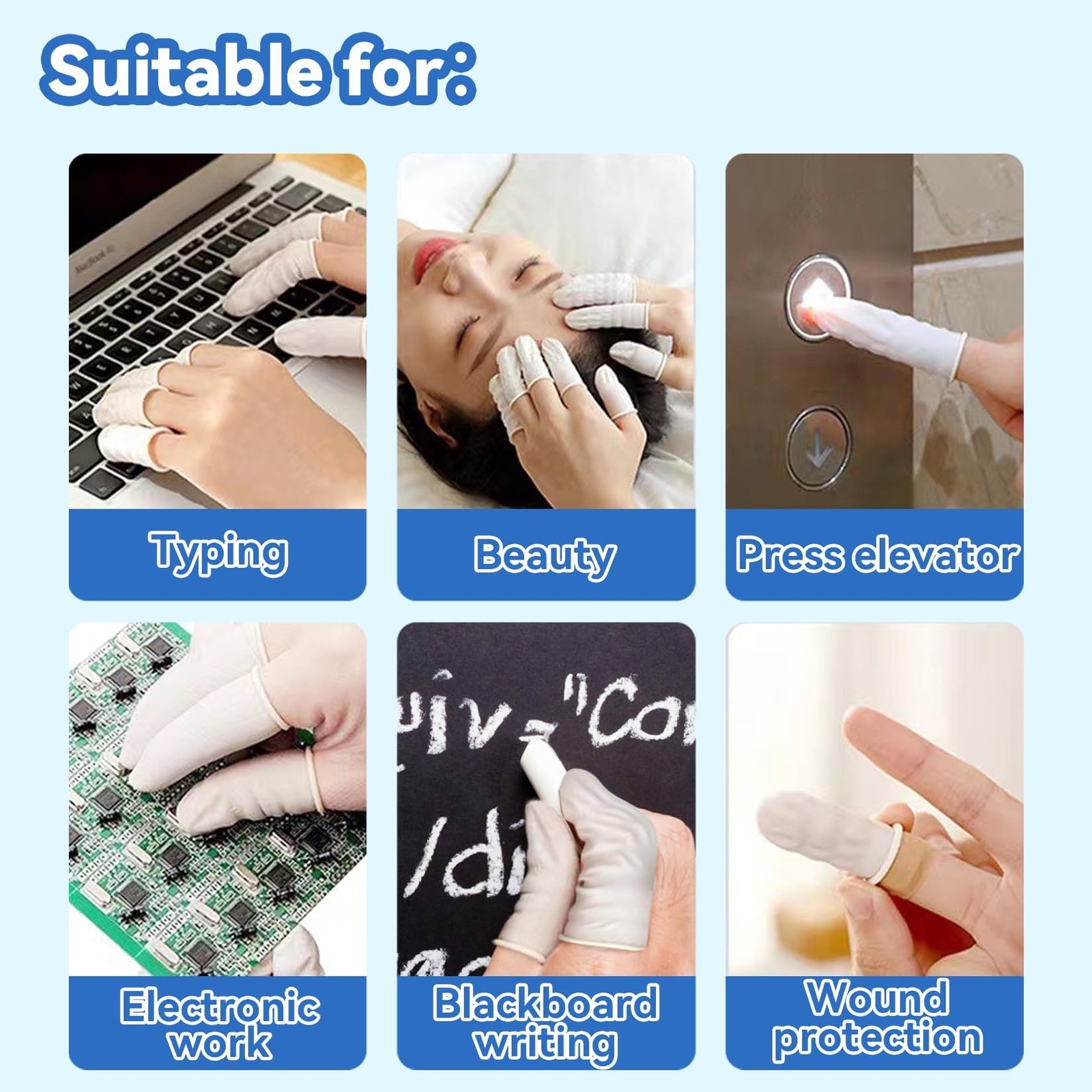 Disposable Finger Cots Rubber Fingertips Thumb Cover for Nail Art Tattoo