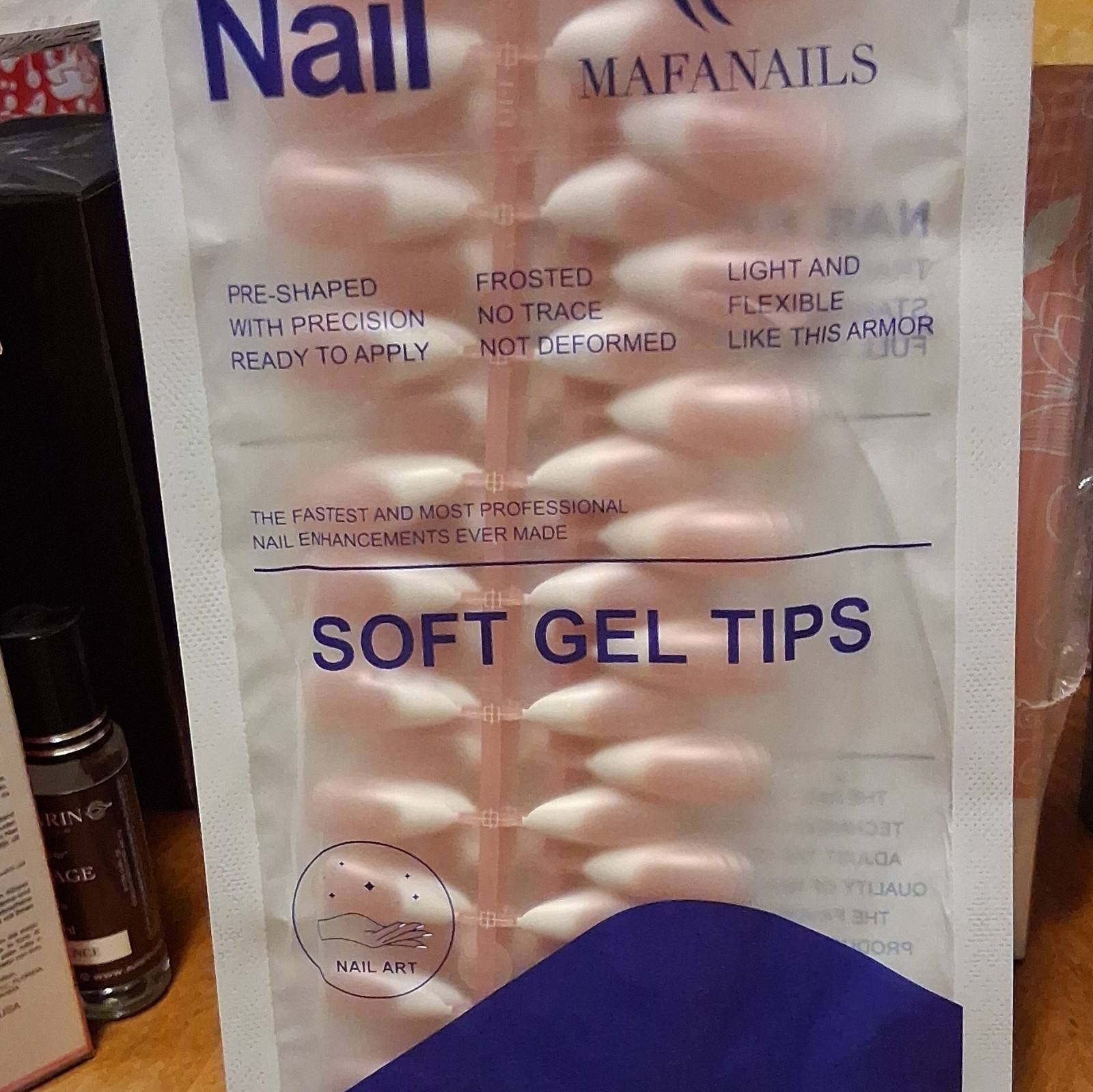 MAFANAILS Soft Gel Tips Almond Pink Frosted Gel Pre-Shaped Lightweight Flexible