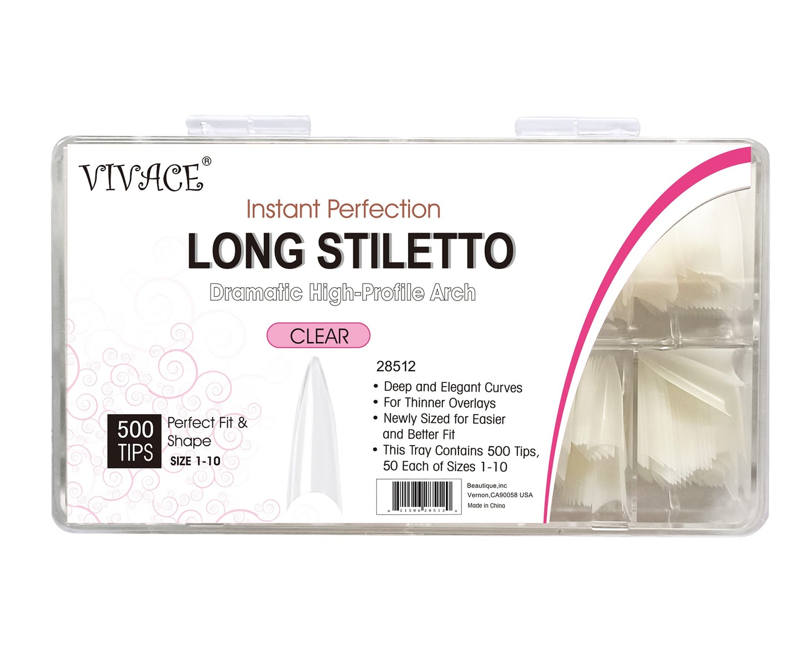 Acrylic Clear Extra Long Stiletto 500PCS 10 Sizes False Gel Nail With Plastic…
